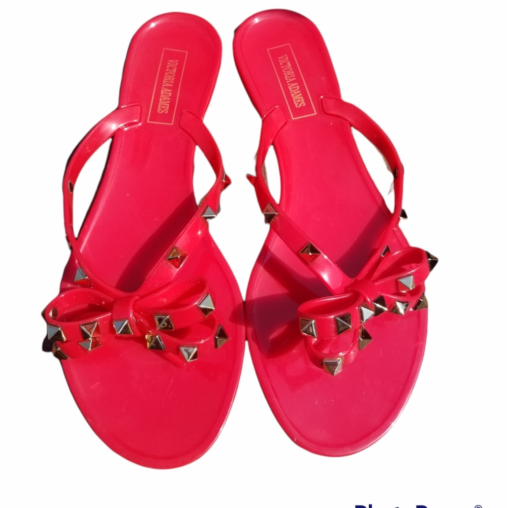 Red bow & studs sandals - Picture 1 of 6